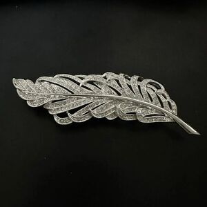 Ben-Amun Feather Brooch Silver Tone Pavé Pin Swarovski Crystals
